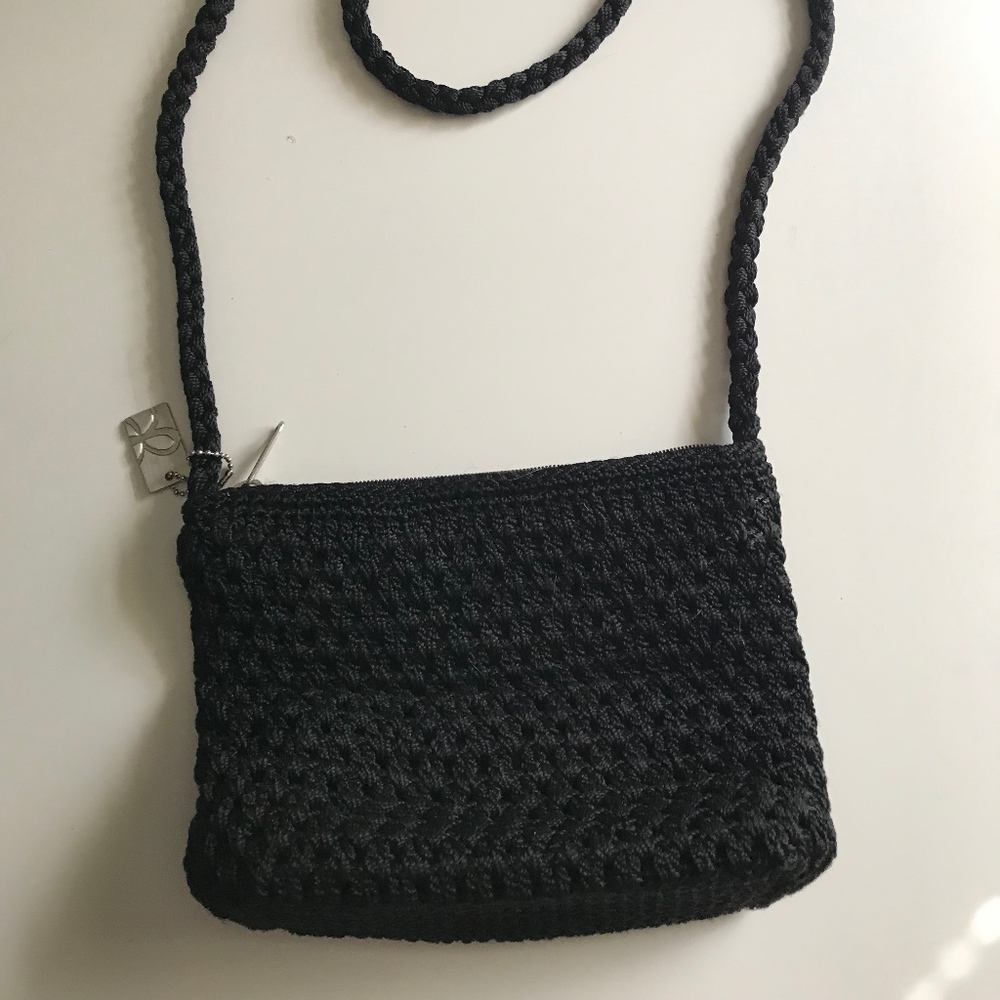 Lina Black Crochet Over the shoulder bag